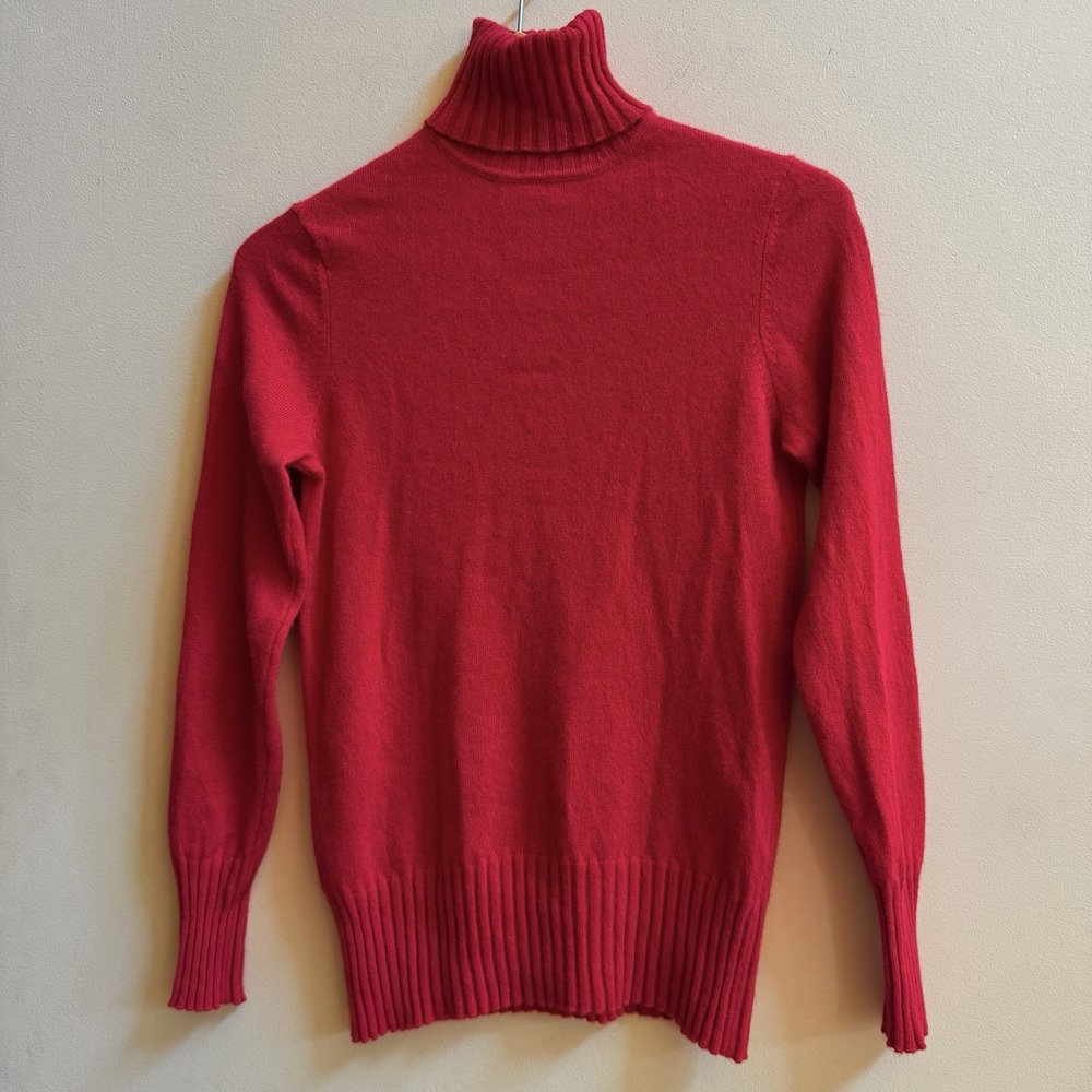 Ainsley 100% Cashmere Turtleneck Sweater Red Women's Size Medium Ribbed